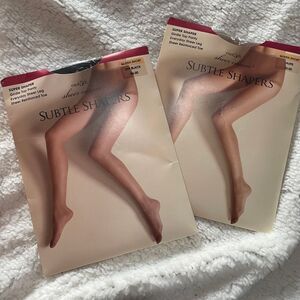 East 5th sheer Subtle Shapers Girdle Top 2‎ Pantyhose Queen Short Black & Taupe